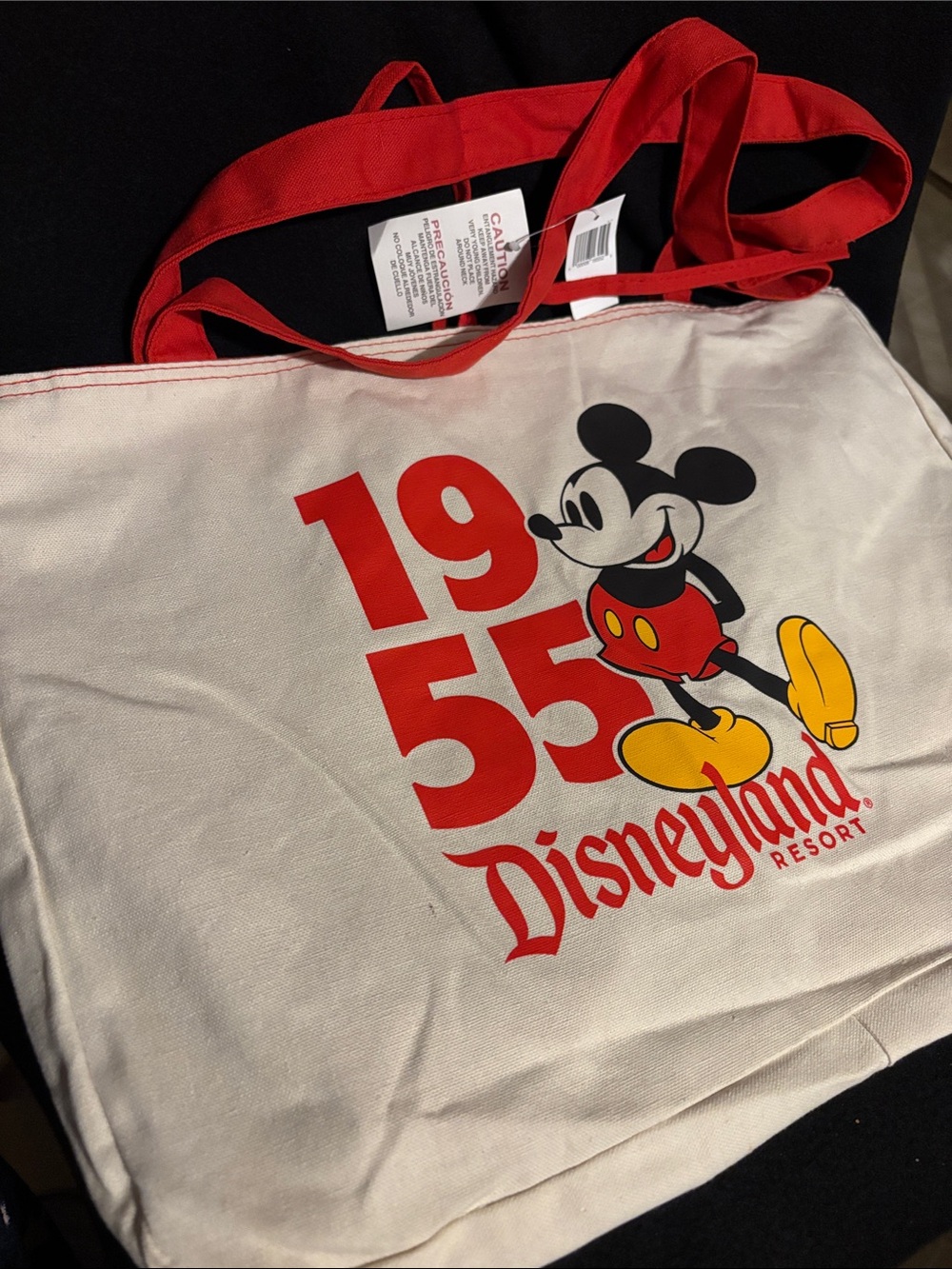 Disney Parks reversible canvas tote bag featuring Mickey Mouse